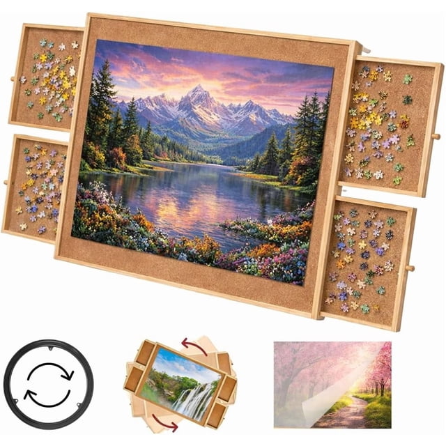 Tradeopia Casse-Tête Rotatif 1500 Pcs avec 4 Tiroirs et Couvercle