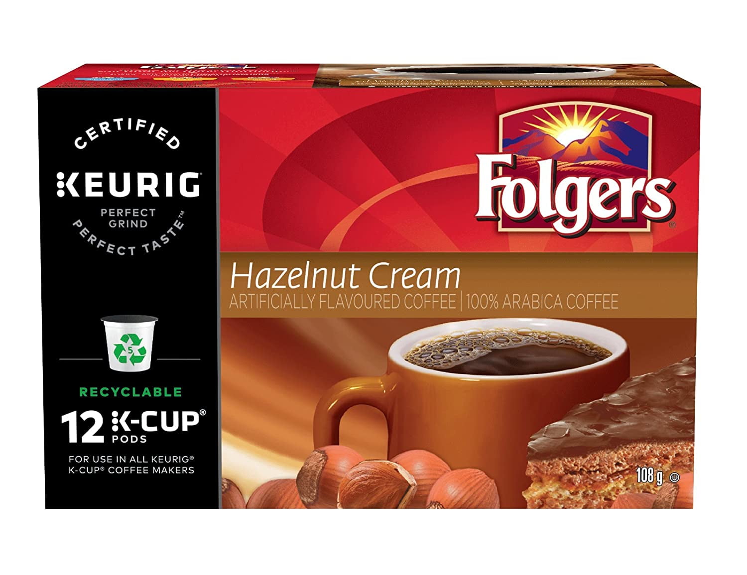 Folgers Hazelnut Cream KCup Coffee Pods 12 Count