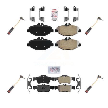AmeriBRAKES Front Rear Ceramic Disc Brake Pads and Wear Sensors Kit for Car Mercedes-Benz E350 RWD KNW-100340