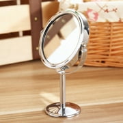 Round Table Type Double-sided Rotatable Mirror Magnifying Beauty Cosmetic Makeup Mirror - Silver