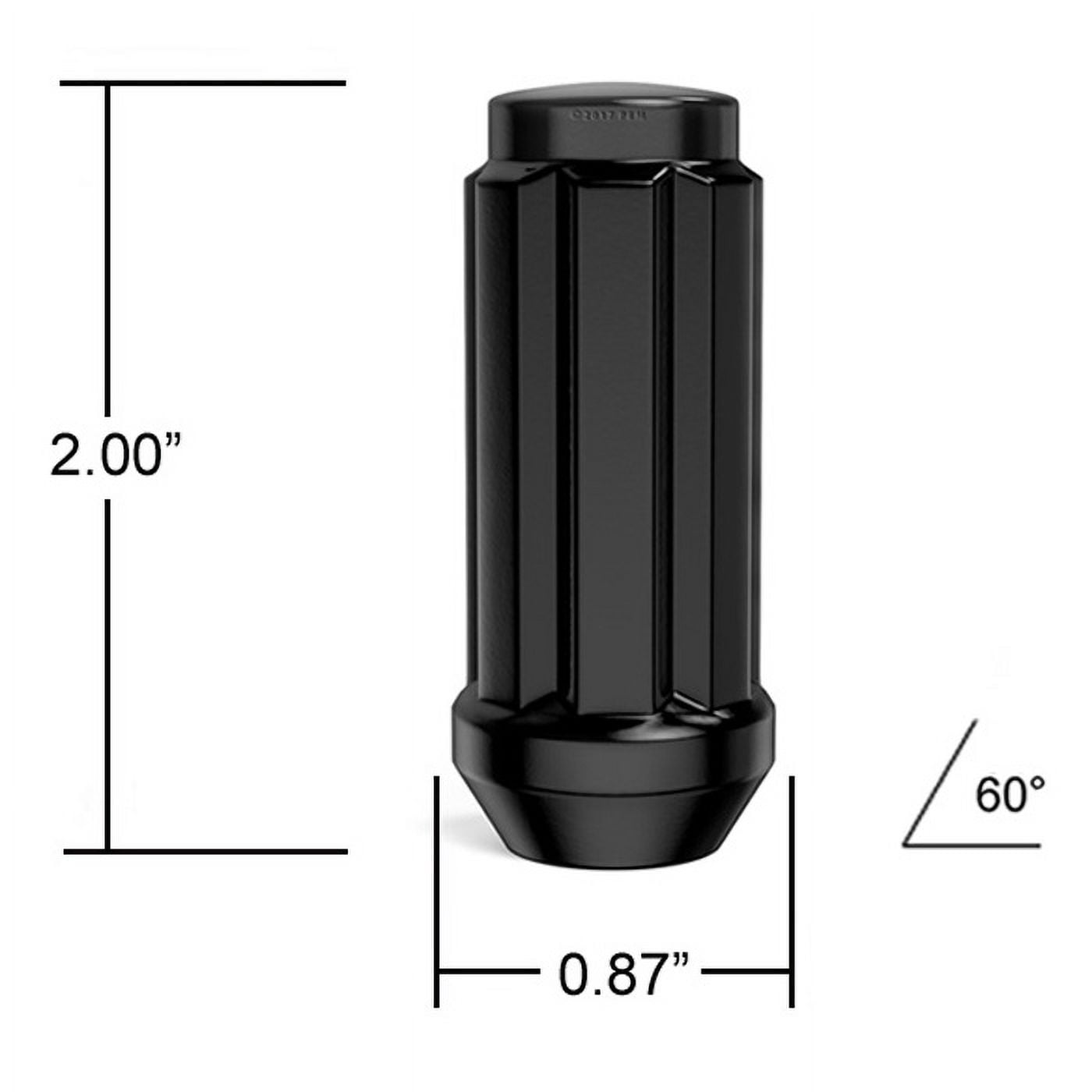 24pcs Black Spline Drive Lug Nuts - 14x2 Thread Size (Coarse) - 2 inch Length - Closed End - Cone Acorn Taper Seat - Includes 1 Socket Key Tool - Compatible with 6Lug Ford F150 Expedition Navigator