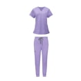 thumbnail image 4 of Uniformes de enfermería Salvador Conjunto exfoliante ropa de trabajo de enfermera Morado XL, 4 of 10