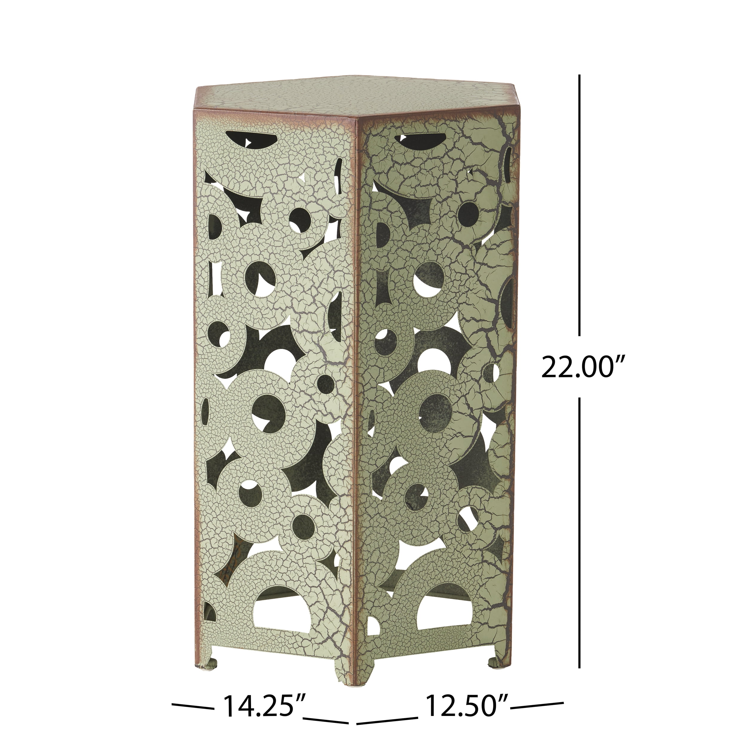 Outdoor Simple Iron Accent Side Table, Decor Leisure End Table for Patio Garden, Copper and Bronze