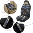 thumbnail image 5 of Xoenoiee Dragonfly Flower Print Cars Seat Covers Full Set of 5, PU Leather Car Accessories with Seat Belt Covers Pads and Center Console Cushion Pad for Most Vehicles, 5 of 7