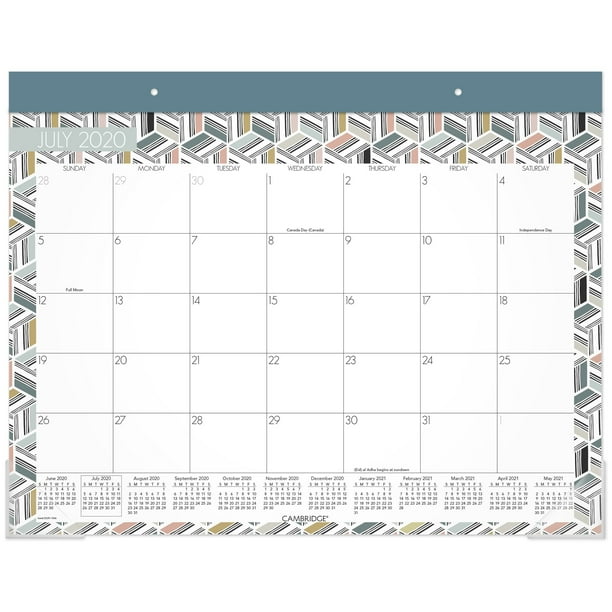 Cambridge Ascend Academic Monthly Desk Pad Calendar, 213/4 x 17, July