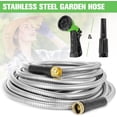 thumbnail image 6 of Garden Hose 100ft Stainless Steel Water Hose Super Tough Flexible Water Pipe with Brass Fittings and Sprayer Nozzle, No Kink, Rust Proof, 6 of 6
