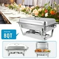 thumbnail image 4 of EVGTTI 4 Pack Chafing Dish Buffet Set Half Size 8Qt Stainless Steel Chafer Complete Set with Foldable Frame and Lid Catering Buffet Servers Food Warmer for Parties Banquet Wedding, 4 of 7