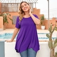thumbnail image 2 of LARACE Tuniques Grande Taille pour Femmes, Coupe Ample, Chandail à Enfiler, T-shirt à Manches Courtes, Blouse à Col Rond pour Dames Grande Taille, Violet Foncé 4X, 2 of 5