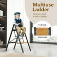 thumbnail image 5 of 3 Step Ladder, Foldable Step Stool, Aluminum Lightweight Ladder for Home Kitchen Closet, Anti-Slip Pedals, Ease of Folding, Portable, 300lbs Capacity - Black&Wood Grain, 5 of 15