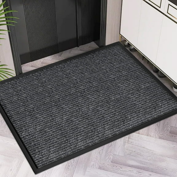 Indoor Outdoor Door Mat | 30" x 18" Dark Gray Heavy Duty Entrance Mat | Non-Slip Rubber Backing | Low-Profile Welcome Mat for Home Entryway