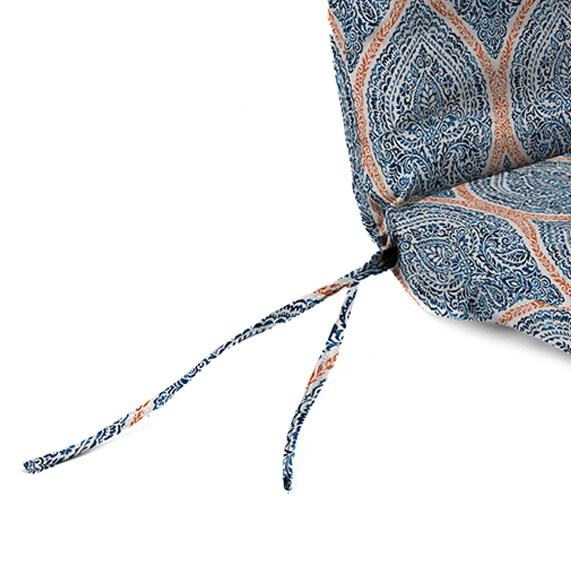 Jordan Manufacturing 75.5" x 22" Andorra Tiger Lily Navy Damask Rectangular Outdoor Chaise Lounge Cushion with Ties
