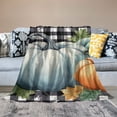 thumbnail image 2 of Fenyluxe Pumpkins Leaves Checkered Background Print Blanket for All Seasons - Lightweight, Anti-Pilling, Multi-Functional Blanket 60x80in, 2 of 6