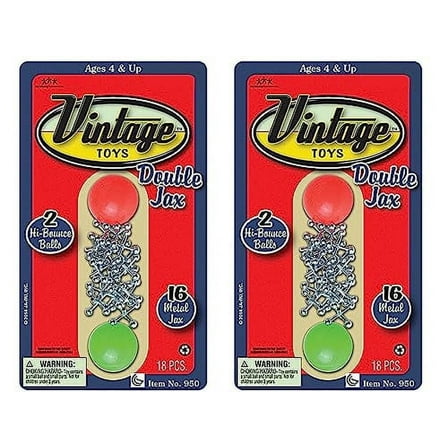 JA-RU Vintage Metal Jacks Game Set (2 Packs   Sticker) Party Favors Mini Jax Toy for Kids. W-950-2