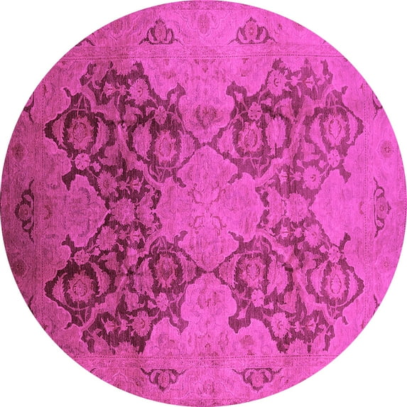 Ahgly Company Indoor Round Oriental Pink Industrial Area Rugs, 7' Round