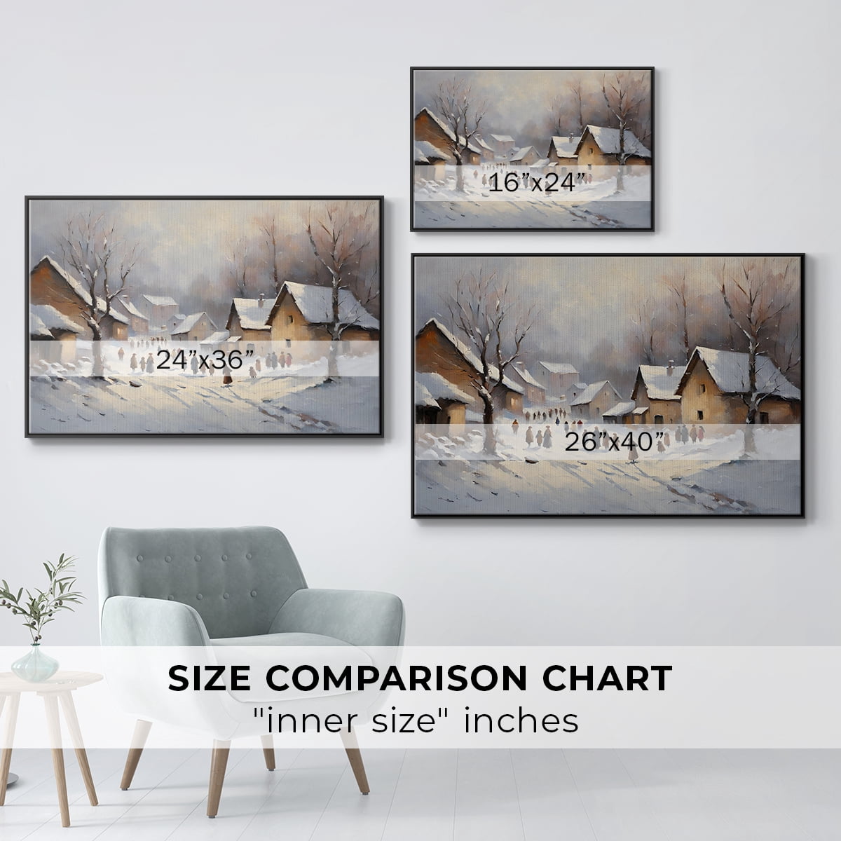 Vintage Landscape-CCX By Wexford Home Framed in Black Wood Gallery Wrapped Canvas 25 in. x 37 in.