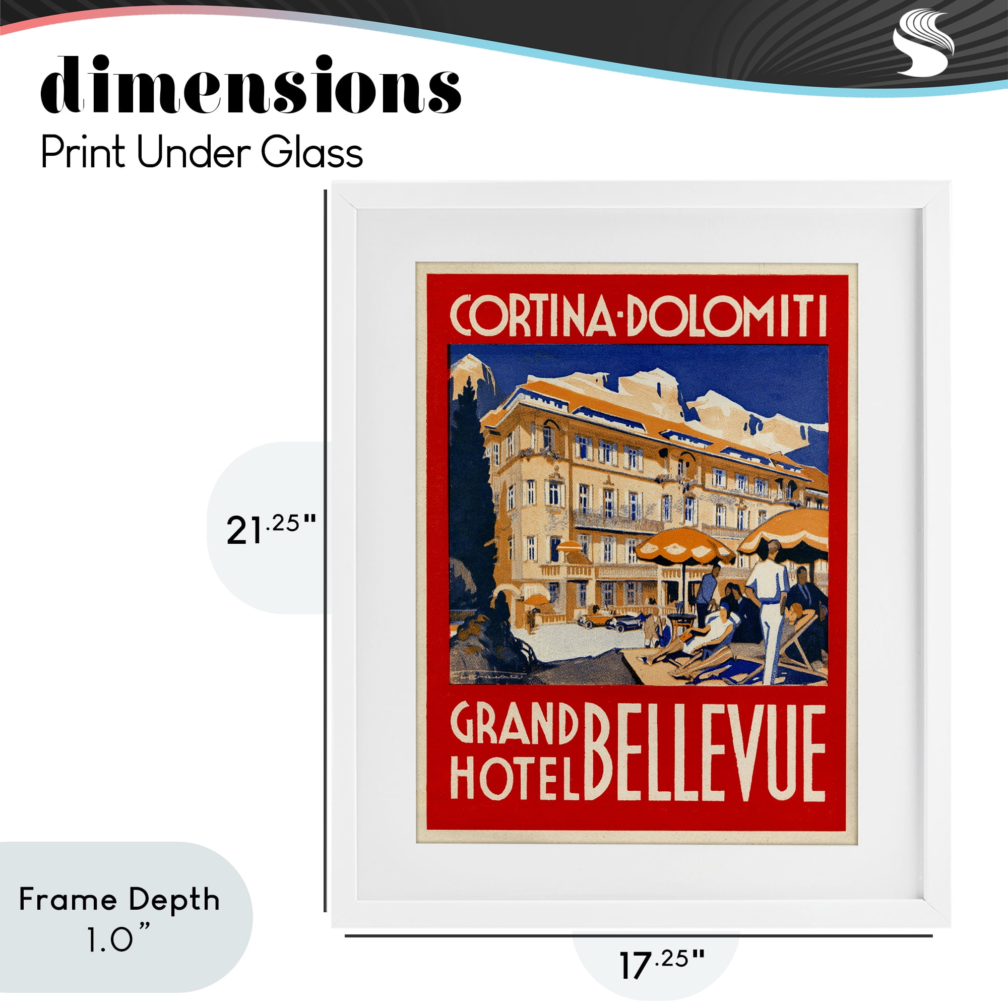 Stupell Industries Grand Hotel Bellevue Vintage White Framed Print Under Glass, design by Print Collection