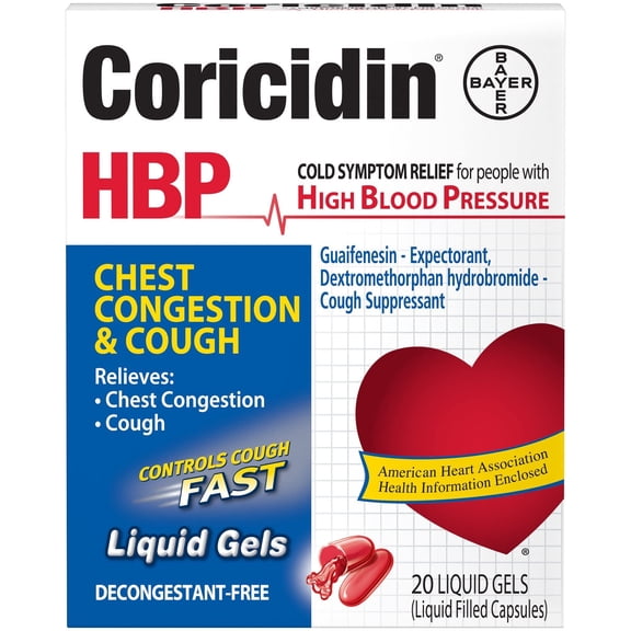 Coricidin HBP Chest Congestion & Cough Liqui-Gels 20 ea Pack of 2