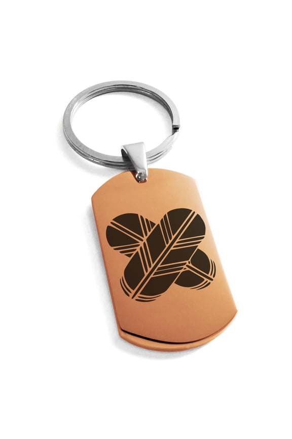 Stainless Steel Aso Samurai Crest Engraved Dog Tag Keychain Keyring
