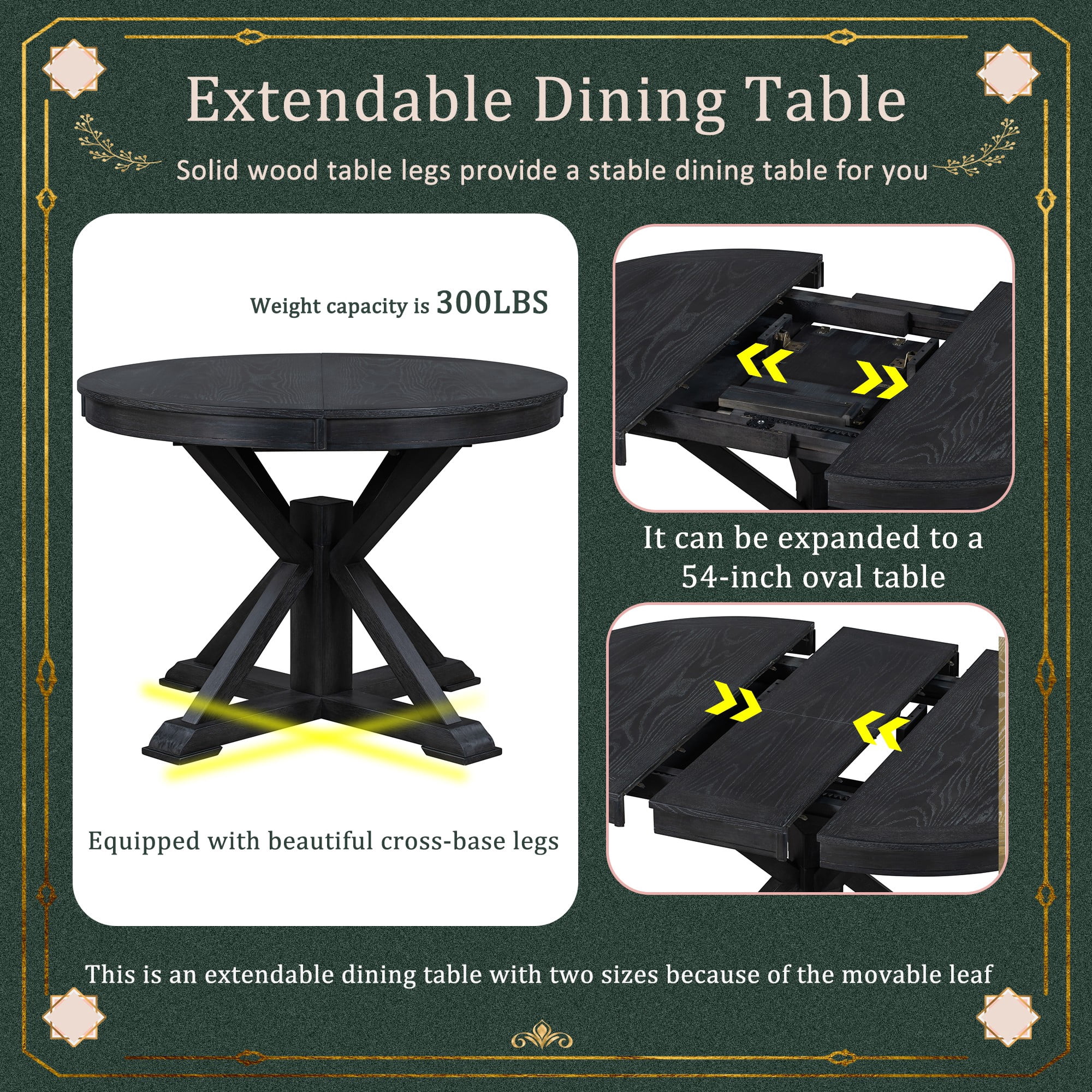 Aukfa Extendable Dining Table for 6, 42"-54" Round Kitchen Table with Butterfly Leaf for Dining Room/Living Room, Espresso