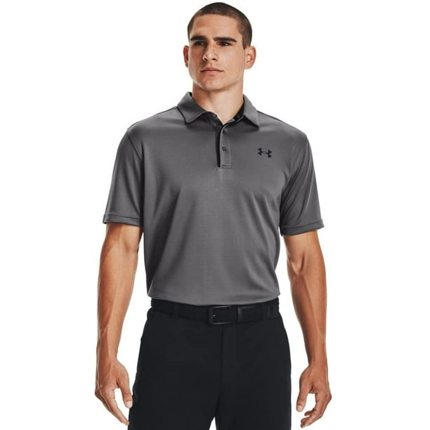 Polo de golf Under Armour Tech para hombre, color grafito y negro