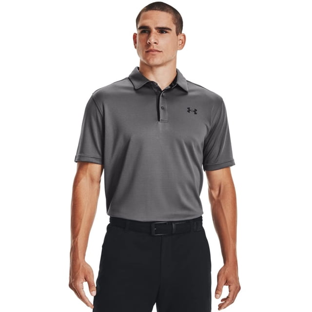 Polo de golf Under Armour Tech para hombre, color grafito y negro, talla M