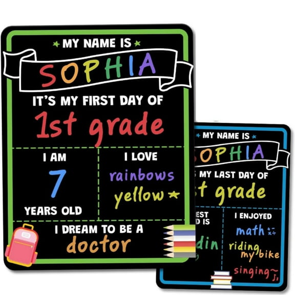 First and Last Day of School Board Sign with Liquid Chalk Markers Pack Back to School Sign with Chalkboard Markers 14”x11” Double Back to School Supplies for Kindergart