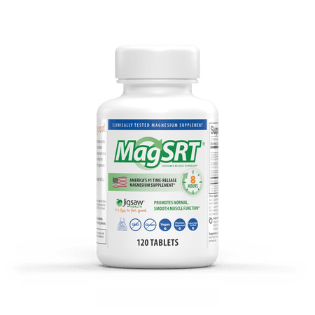 MagSRT Magnesium Malate Supplement (Jigsaw Magnesium w/SRT) - Premium, Organic, Slow Release Magnesium Tablets - Easy to Swallow - 120 ct
