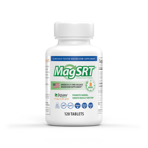 MagSRT Magnesium Malate Supplement (Jigsaw Magnesium w/SRT) - Premium, Organic, Slow Release Magnesium Tablets - Easy to Swallow - 120 ct