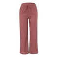 thumbnail image 5 of Bovemsi Casual Pants for Women Daily Elastic Waist Pockets Straight Solid Color Loose Long Trousers for Travel, 5 of 6