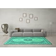 thumbnail image 3 of Ahgly Company Indoor Square Medallion Turquoise Blue Traditional Area Rugs, 7' Square, 3 of 4
