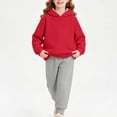 thumbnail image 5 of Girls Sweatsuits 2 Piece Fall Winter Cotton Fleece Warm Outfits 1-15Y Pullover Hoodie and Jogger Pants Set (9-10 Years, Red&Gray), 5 of 6