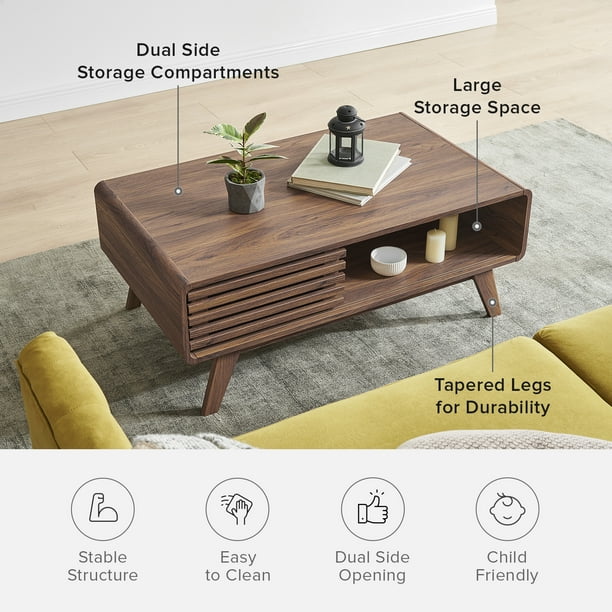 Mopio Ensley Mid-Century Modern Coffee Table with Low Profile