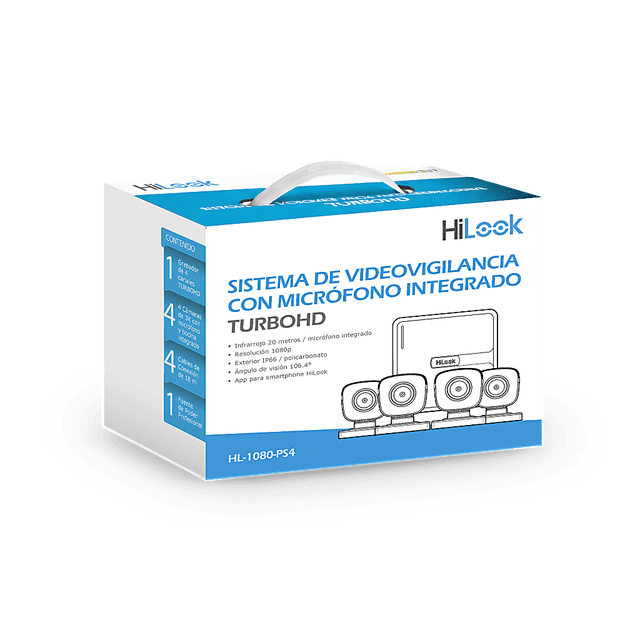 Kit de Cámaras de Seguridad TurboHD 1080p con DVR 4 Canales, 4 Cámaras Bala con Micrófono Integrado