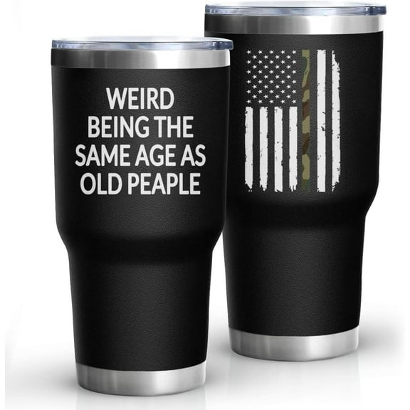 Dad Gifts for Men It''s Weird Being the Same Age as Old People 30 Oz Stainless Steel Insulated Cup Tumbler Coffee Mug with Lid and Straw Mens Fathers Day Birthday Gifts Idea