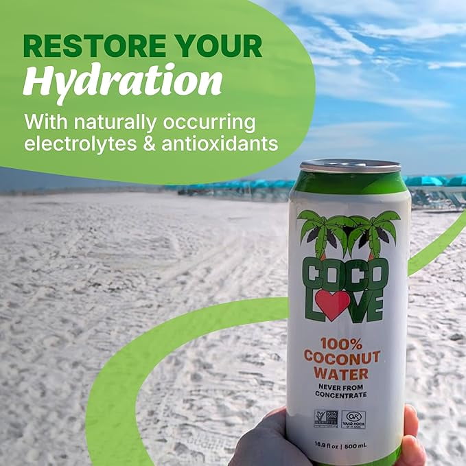 Coco Love Coconut Water, 16.9 fl oz, 12 Pack Count, Liquids