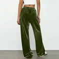 thumbnail image 4 of Simua Women's Solid Color Velvet Casual Pants - Elastic Stretch Waist Wide-Leg Straight Trousers with Side Pockets (S-XXL), 4 of 8
