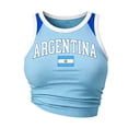 thumbnail image 4 of Women's Argentina Y2k Ribbed Crop Tank Top, Baby Tee Sleeveless Slim Fit Camisole Casual Summer Streetwear Vest, 4 of 4