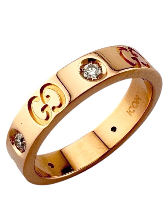 Pre-Owned Gucci Icon Diamond Ring, 18K Gold Ring for Women, GUCCI