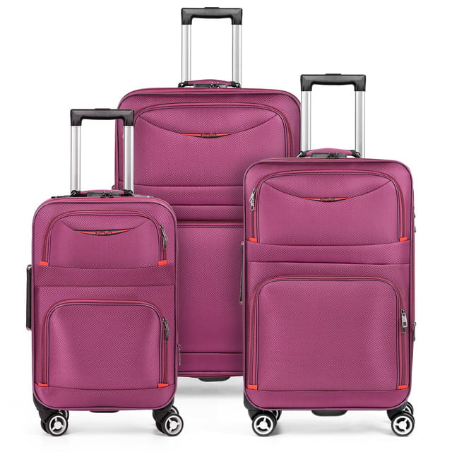 Hikolayae Jingpin Collection Softside Spinner Luggage Sets in Cute Pink ...