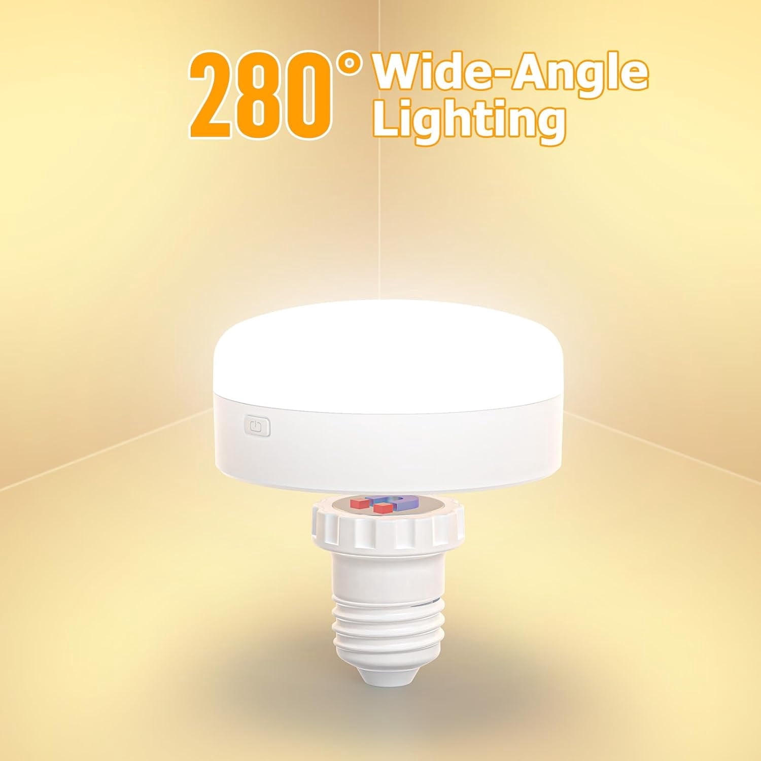 3000mAh Rechargeable Puck Light LED Bulb, 300LM, RGB Dimmable E26 with Remote Control, Emergency Lamp for Home, Camping
