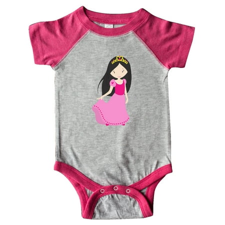

Inktastic Cute Princess Black Hair Princess In Pink Dress Gift Baby Girl Bodysuit