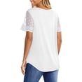 thumbnail image 5 of UVN Womens Summer Tops V Neck Lace Short Sleeve Shirts Casual Curved Hem Loose Fit Blouses, 5 of 9