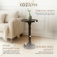 thumbnail image 2 of COZAYH Pedestal Tray Top End Table for Holding Drinks, Lamps, Plants, Dark Brown, Set of 2, 2 of 12