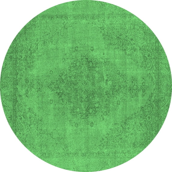 Ahgly Company Indoor Round Oriental Emerald Green Industrial Area Rugs, 6' Round