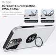 thumbnail image 6 of Case for iPhone 15 Pro Max, 360 Degree Rotation Magnetic Metal Finger Ring Holder Kickstand Magnet Car Mount Holder Inner Silicone with Camera Protection Glossy Anti-Drop Hard Cover - Silver, 6 of 16