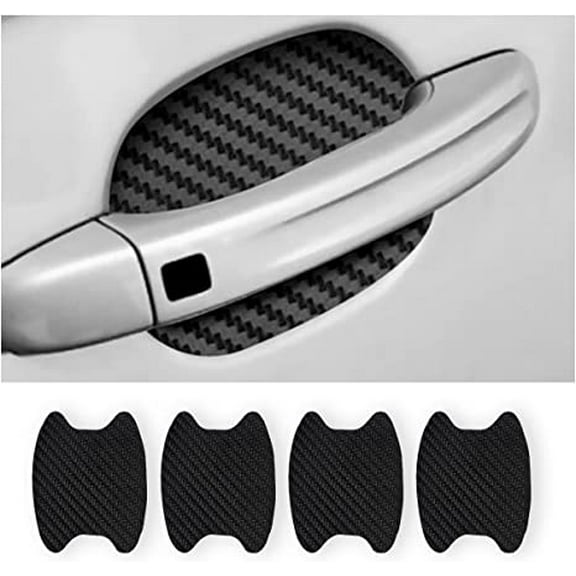 4PCS Sticker, Carbon Fiber Anti-Scratches Car Door Cup Protector, Non-Marking Auto Door Handle Protective Film, Universal for Most Car Handles (Black/4PCS)