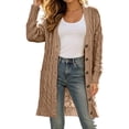 thumbnail image 3 of LWFFDAW Long Open Fornt Cardigan Sweater for Women Long Sleeve Button Down Sweater Fall Winter Soft Loose Knit Sweater Coat, 3 of 10