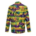 thumbnail image 4 of Mens Carnival Jacket Blazer Corduroy Mask Feather Print Slim Fit 2 Button Holiday Mar-di Gras Party Business Office Sport Coat, 4 of 5