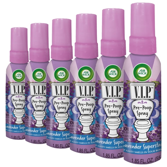 Air Wick V.I.P Pre-Proop Toilet Perfume, Odor-reducing, Lavender, 1.85 Fl Oz (Pack of 6)