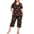 thumbnail image 4 of Cueply Women Plus Size Pajamas Set Short Sleeve Pjs Sleepwear Loungewear Nightwear with Pockets, 4 of 7